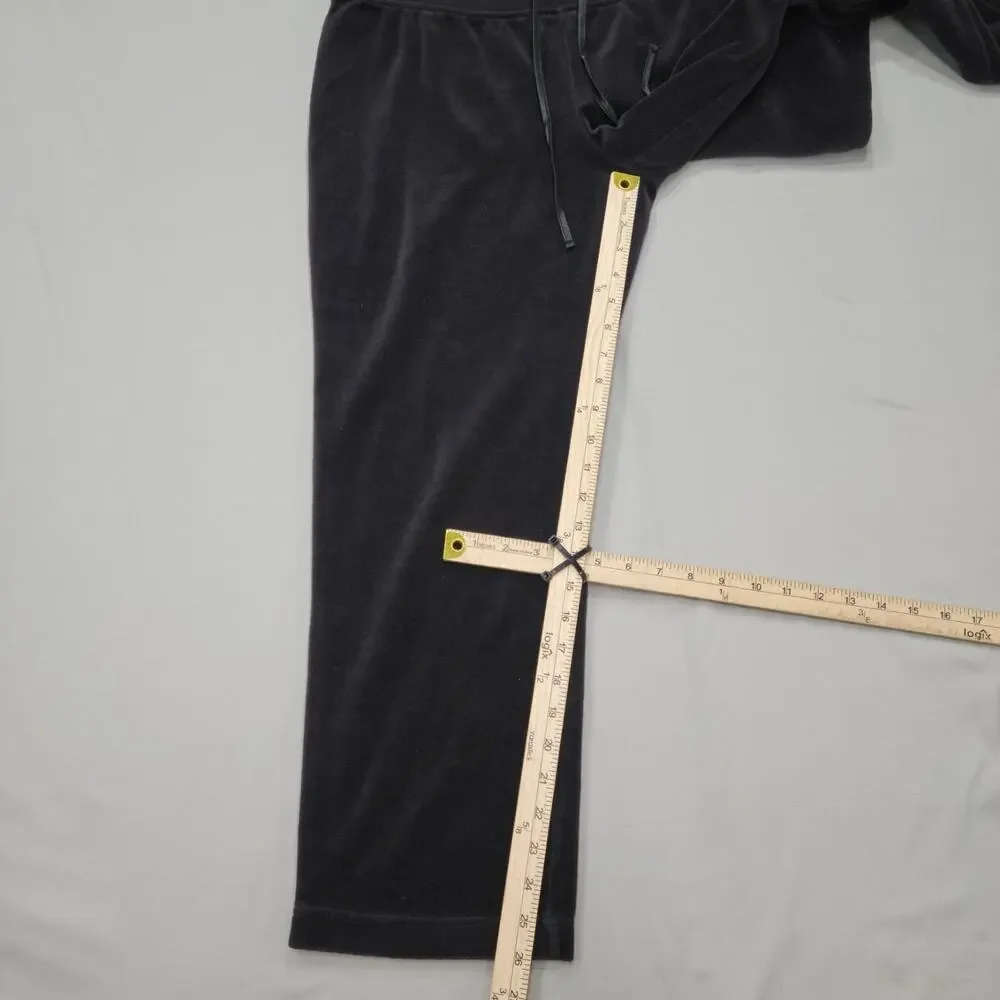 St Johns Bay Active Velour Jogger Pants Petite PM Black Lounge Athleisure Casual